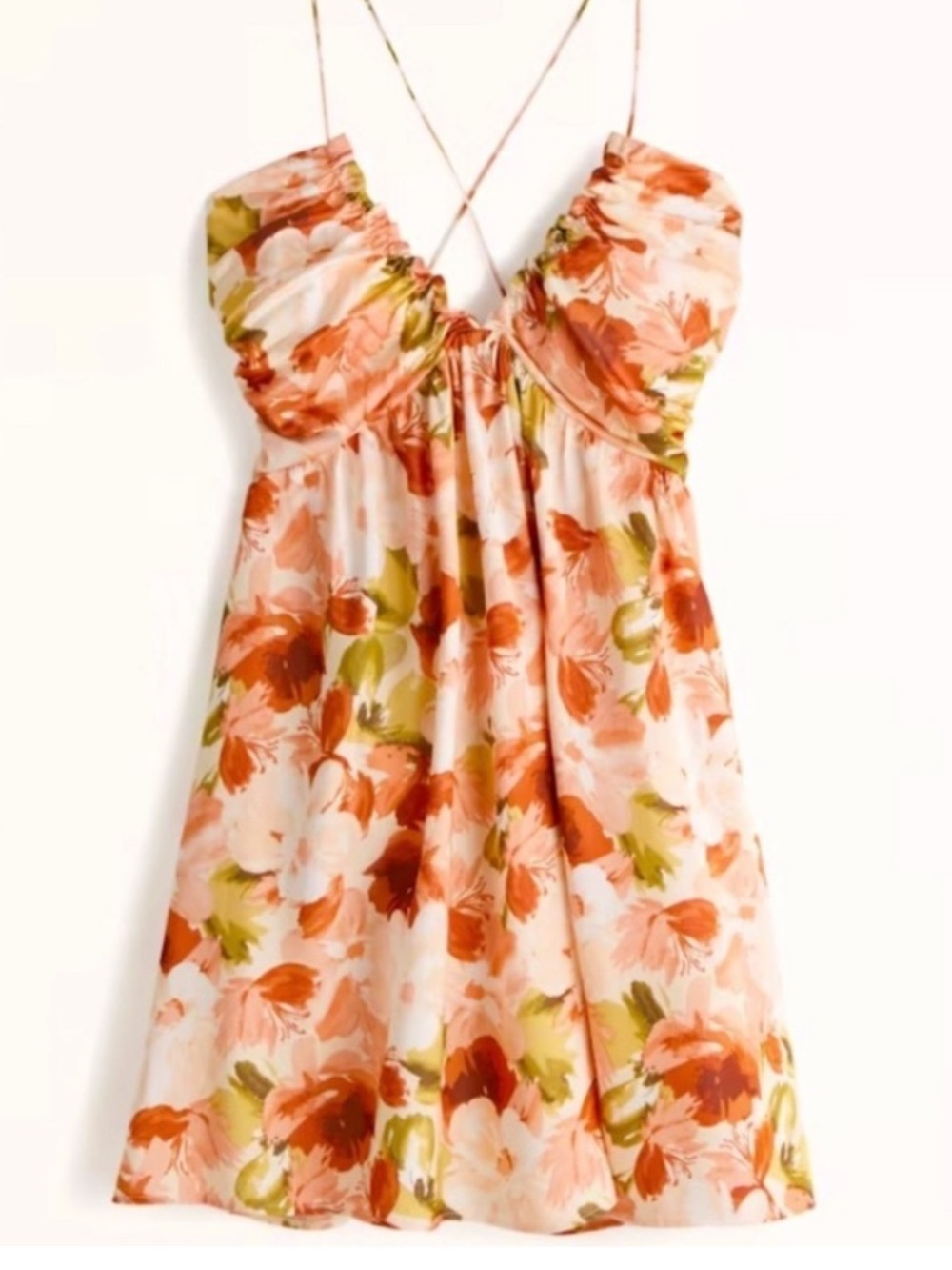Abercrombie & Fitch Satin Floral Orange Pink Sundress
